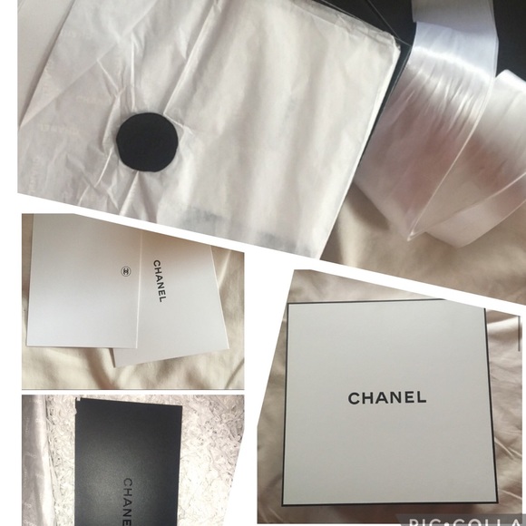 Chanel 8-Piece Packaging, W/ Large Glossy Box Chanel logo Tissue Paper & Wax ST - Picture 2 of 13
